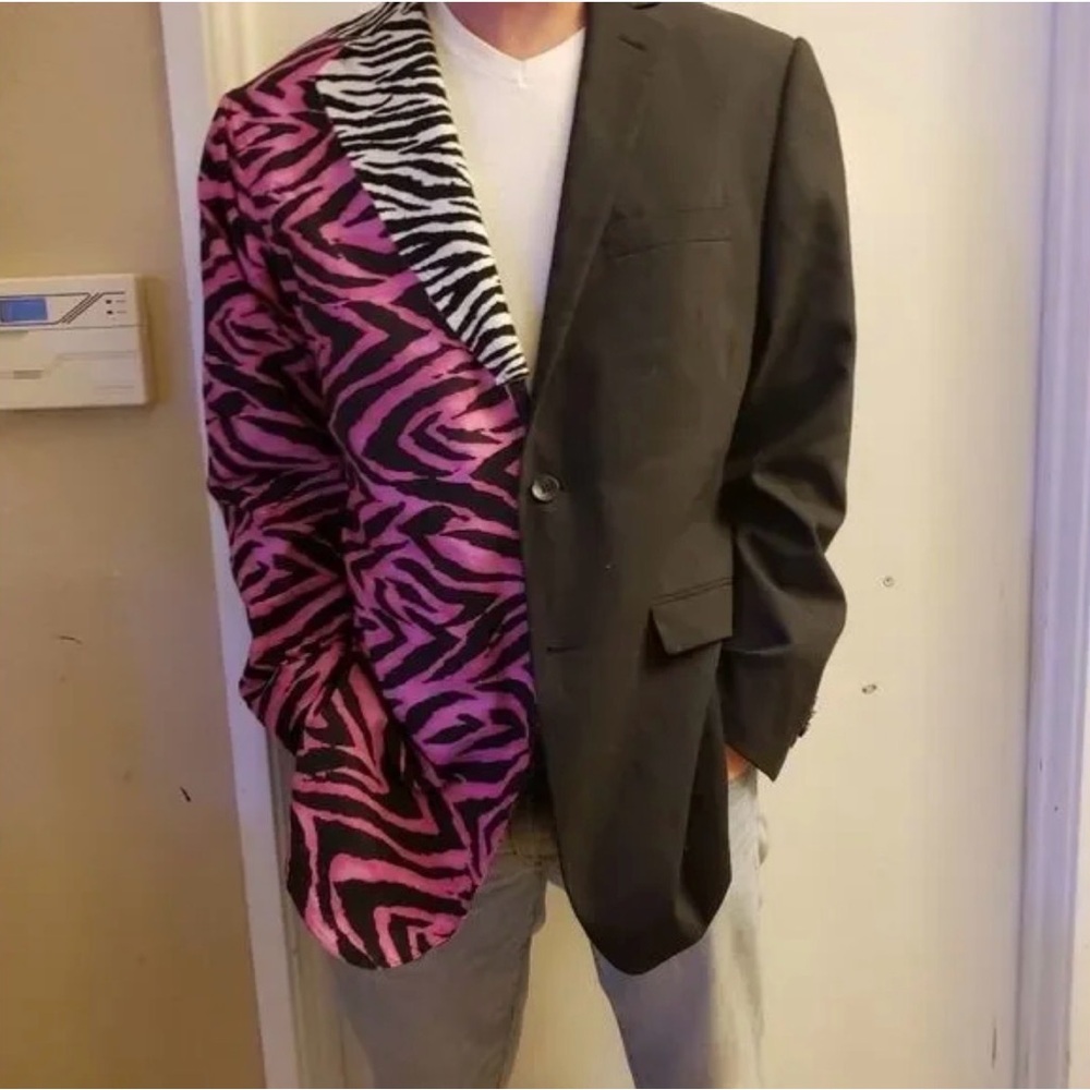 Two-Face villain Batman DC universe  Pink and Black Zebra Print Blazer